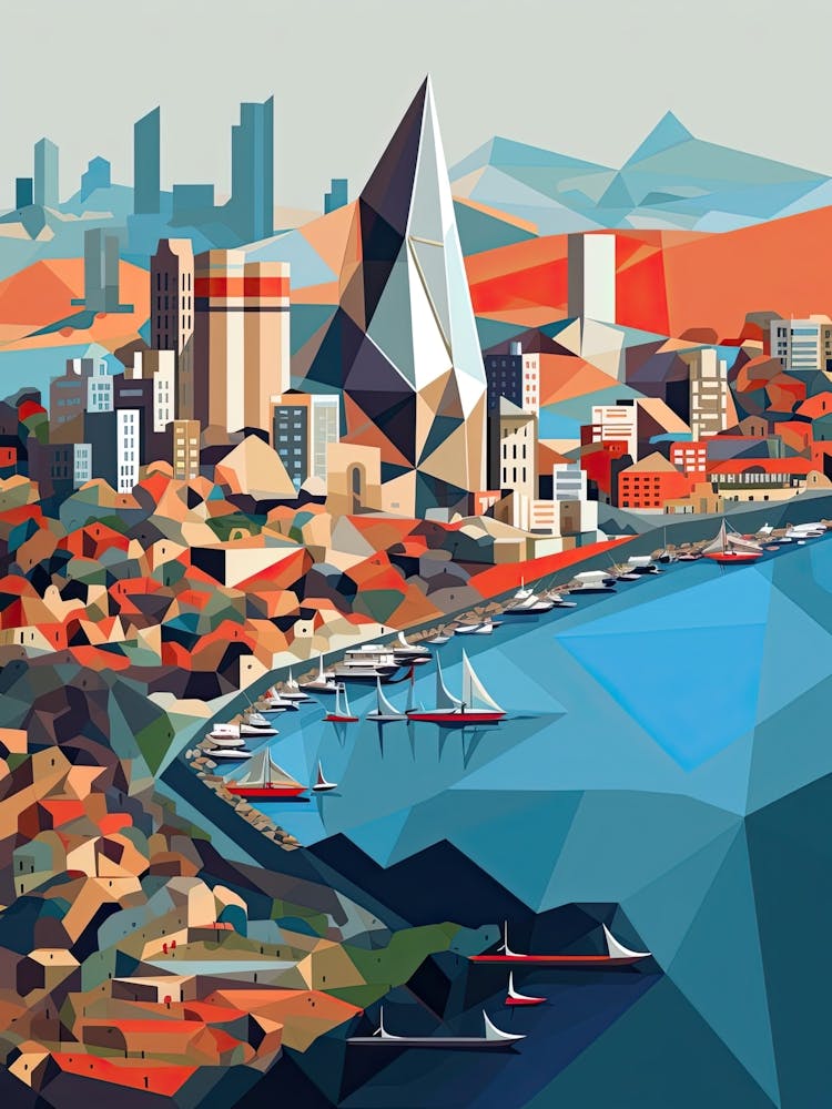 San Diego, Usa, Geometric Illustration 2