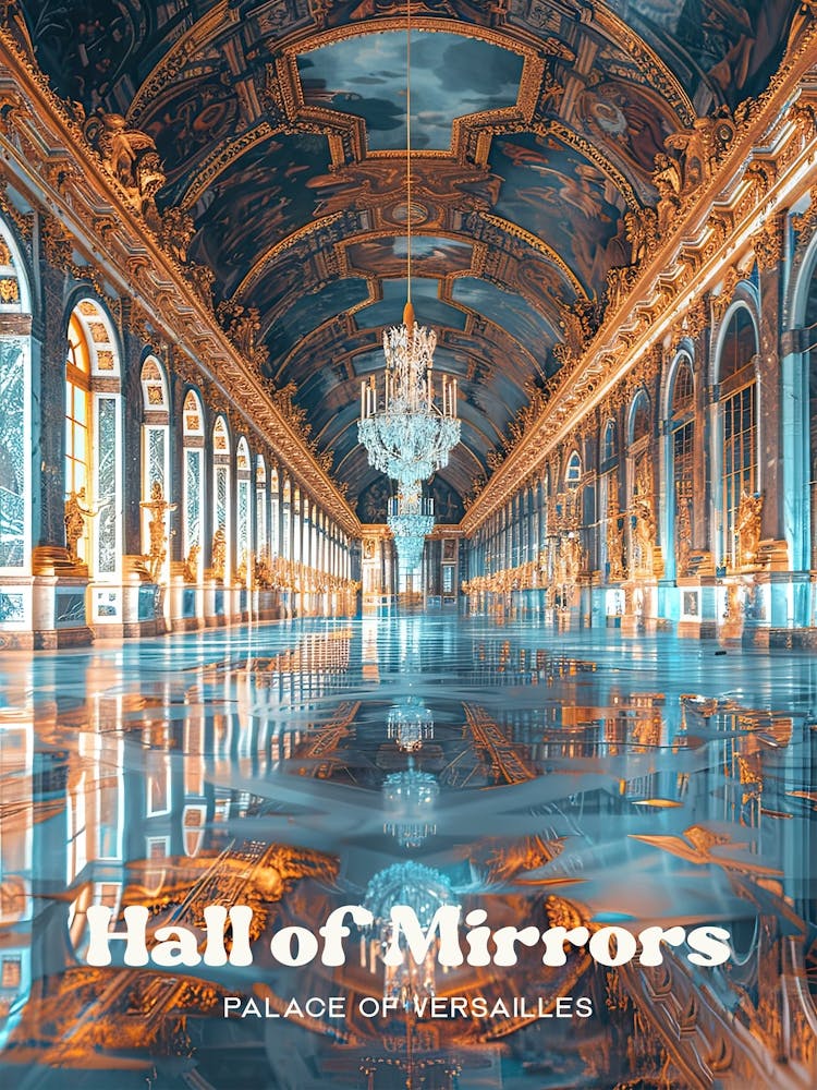 Hall Of Mirrors Palace Of Versailles Art Illustration