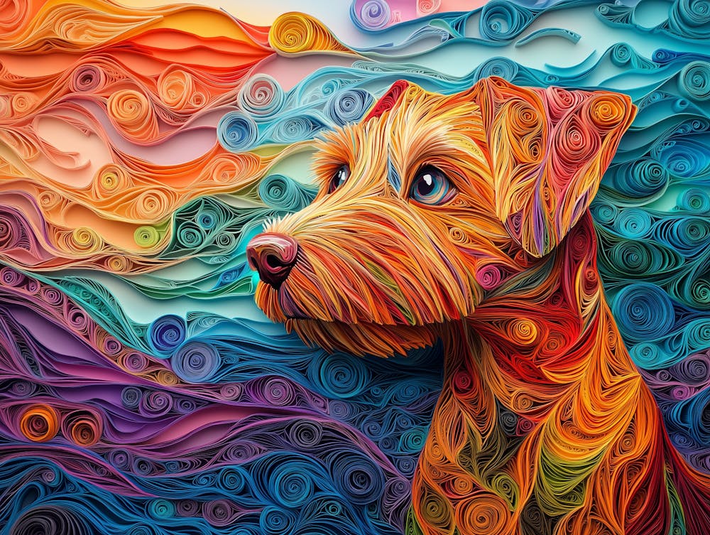 Irish Terrier Paper Quilling Dog Portrait