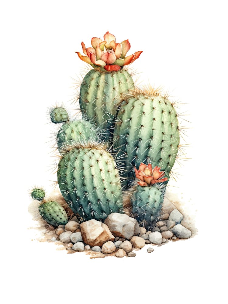 Woolly Torch Cactus Watercolour Drawing 2