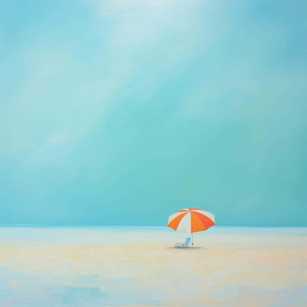 Lonely Umbrella On The Beach