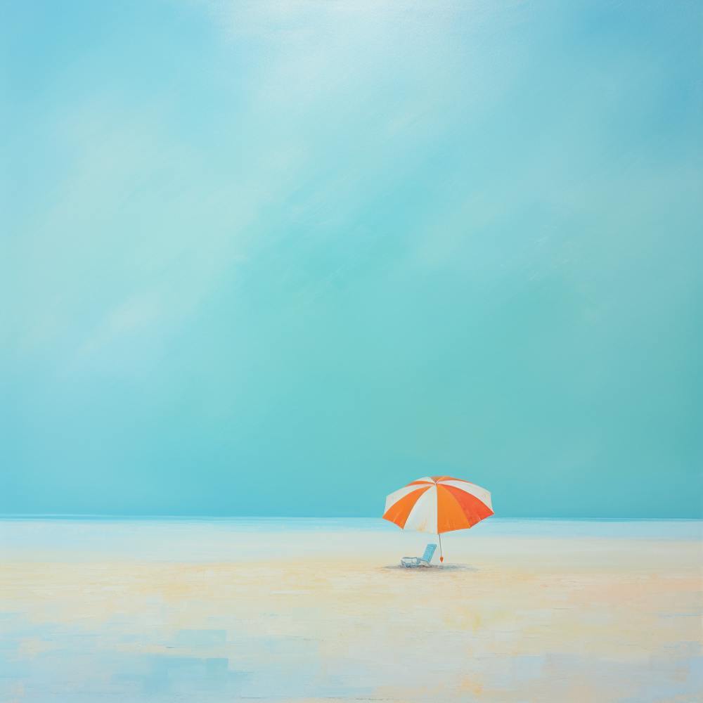 Lonely Umbrella On The Beach