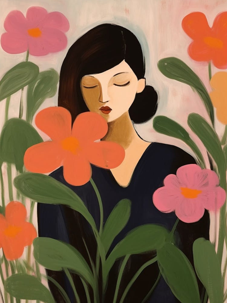 Woman With Autumnal Flowers Cyclamen 3