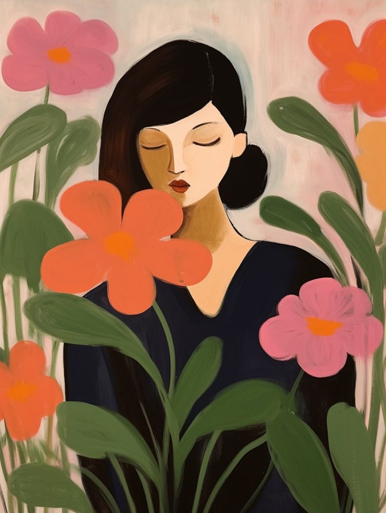 Woman With Autumnal Flowers Cyclamen 3