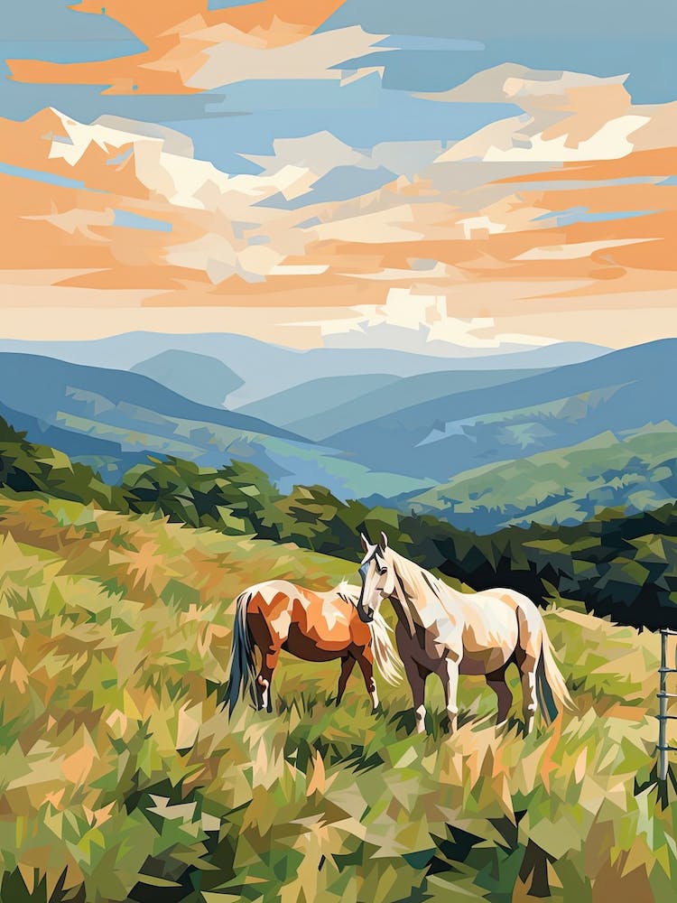Horses Painting In Appalachian Mountains, Usa 2