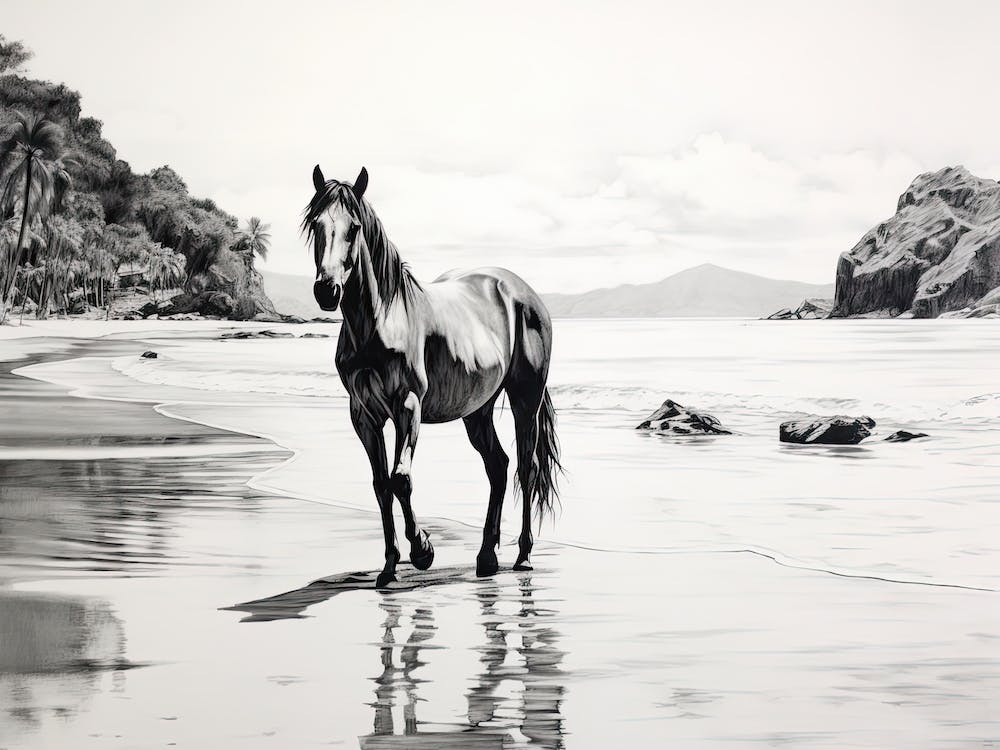 A Horse Oil Painting In Anse Lazio, Seychelles, Landscape 2