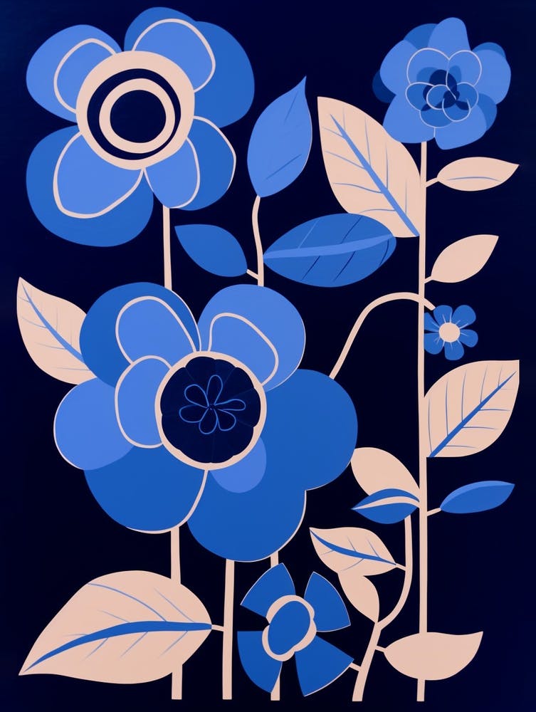Illustration Fleur Bleue Camellia 1