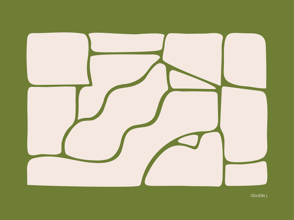 Solid Fluid Landscape Green And Off White Original Abstract Boho