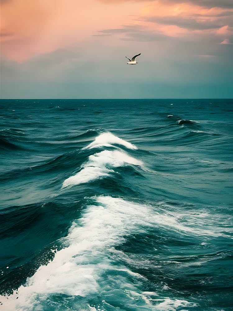Seagull Flying Over The Ocean