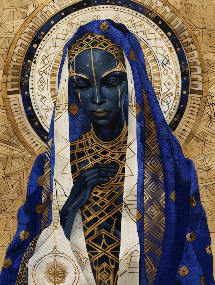 Golden Blue African Woman