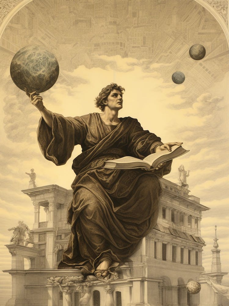 Greek Mythology Sepia Drawing 