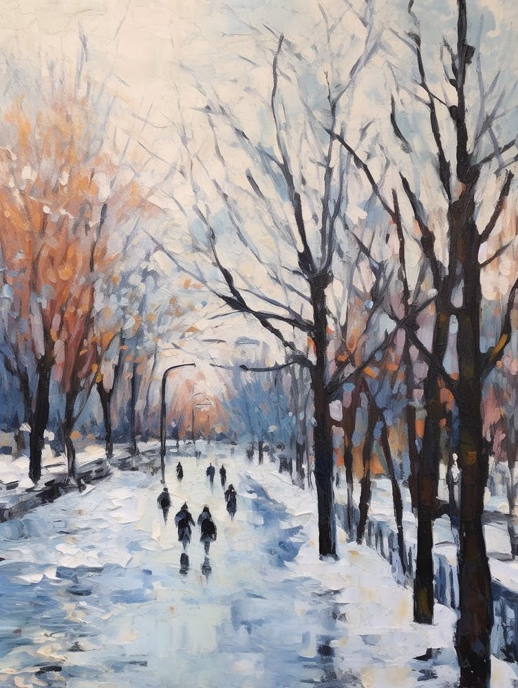 Winter City Park Painting Parc Jean Drapeau Montreal Canada 4