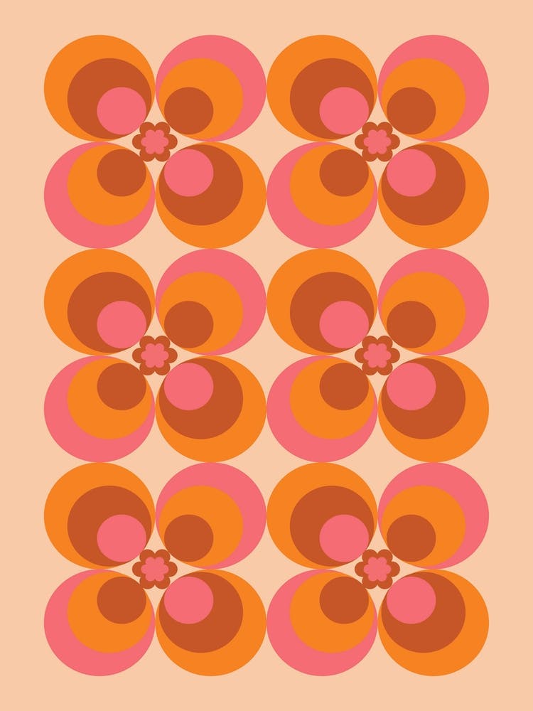 Retro Circles Pink & Orange