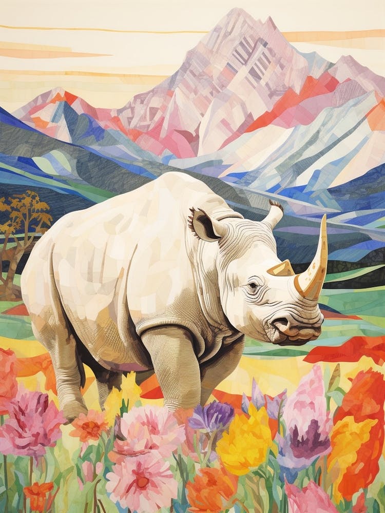 Colourful Flowers & Rhino 1