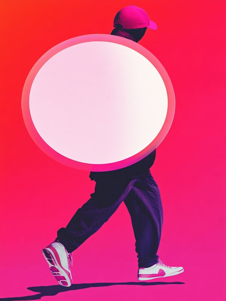 Man Walking With A White Circle