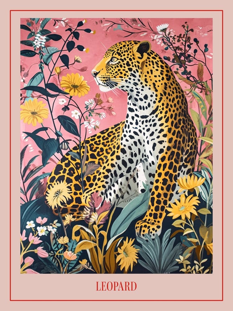 Floral Animal Painting Leopard 2 Poster