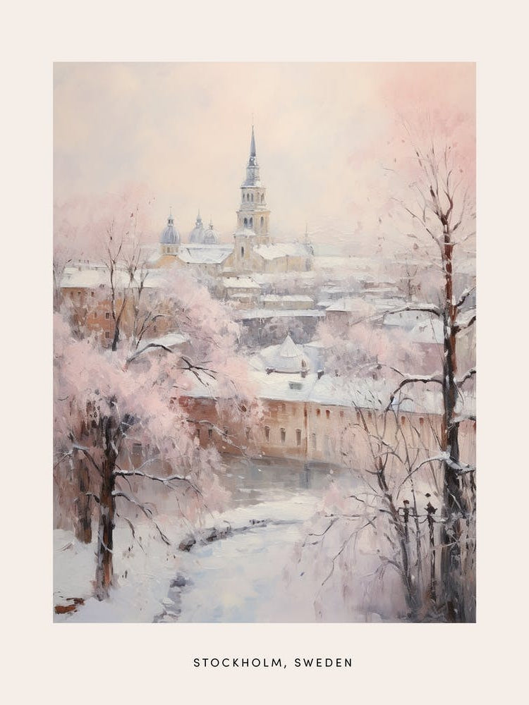 Dreamy Winter Painting Poster Stockholm Sweden 1