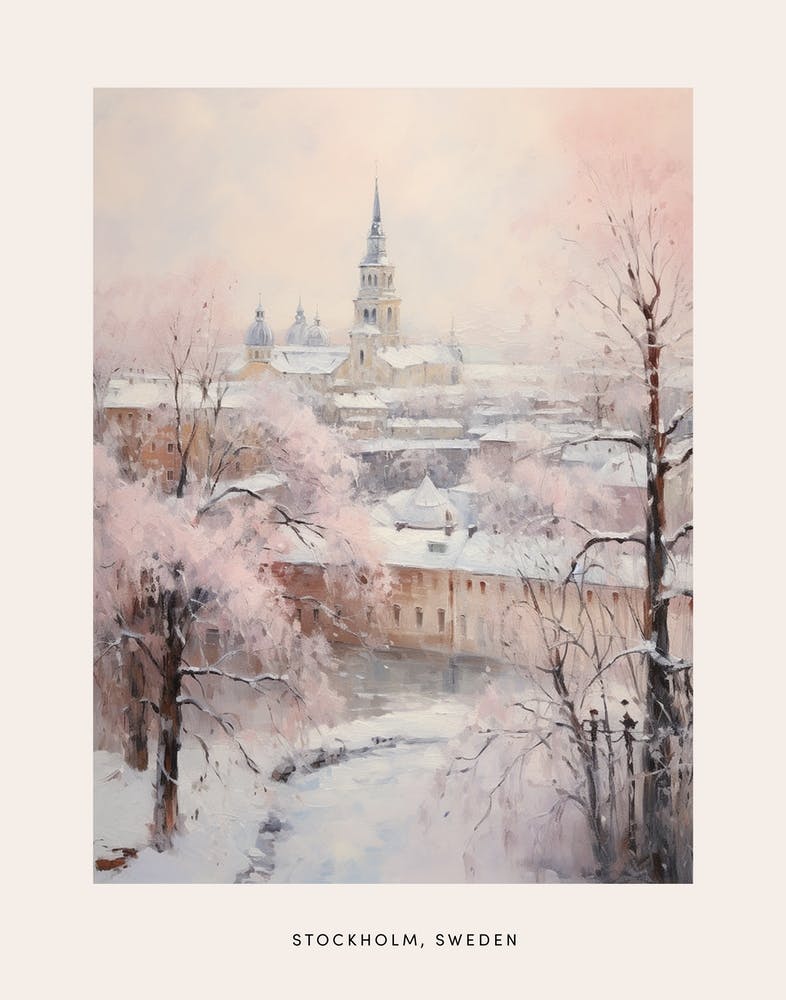 Dreamy Winter Painting Poster Stockholm Sweden 1