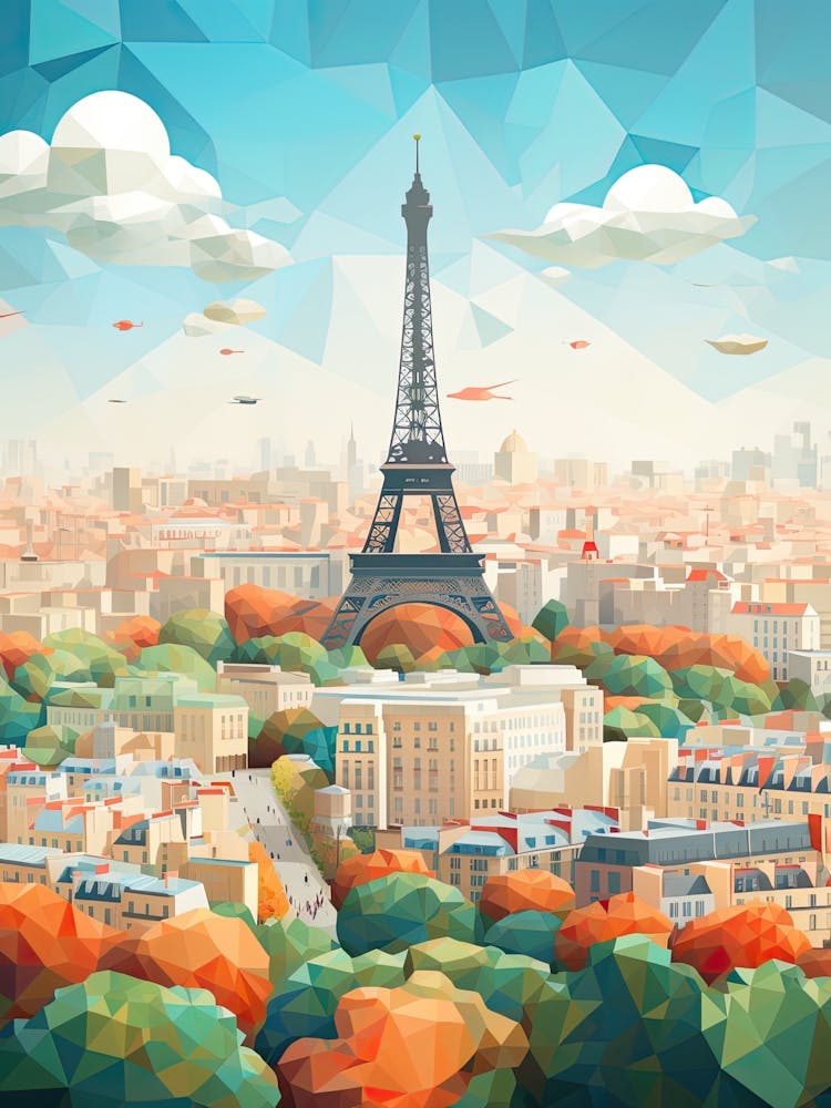 Paris Vue Illustration Vectorielle Géométrique 2