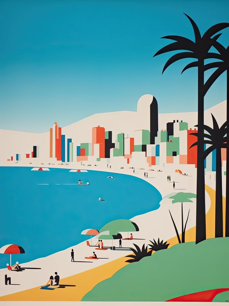 Copacabana Beach, Brazil, Bold Outlines 4