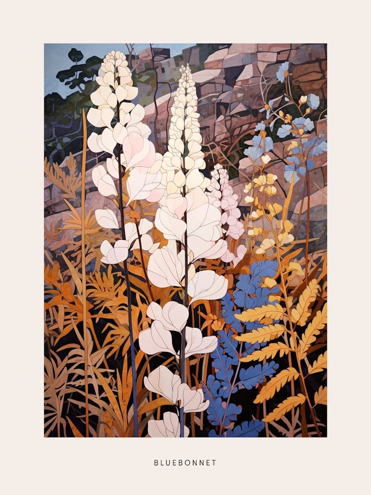 Flower Illustration Bluebonnet 4 Poster