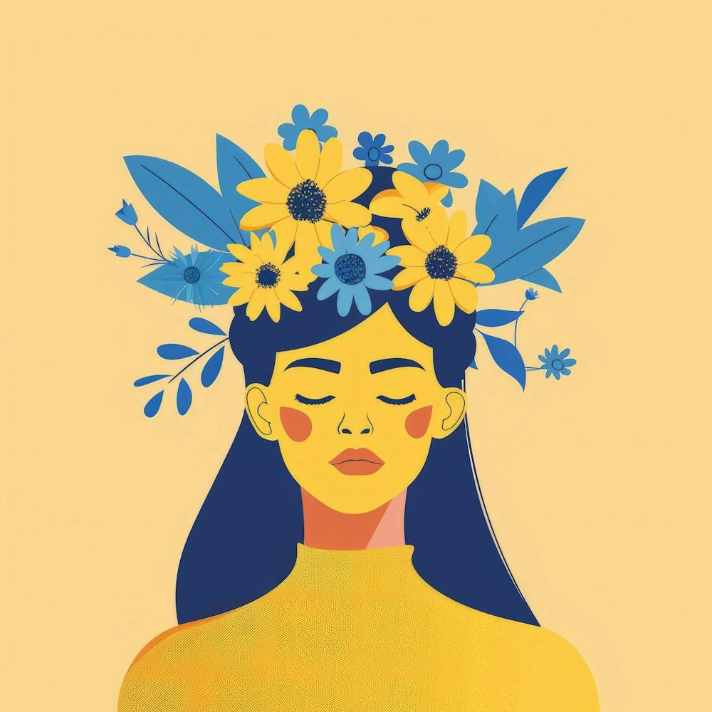 Woman With Flowers On Her Head 7