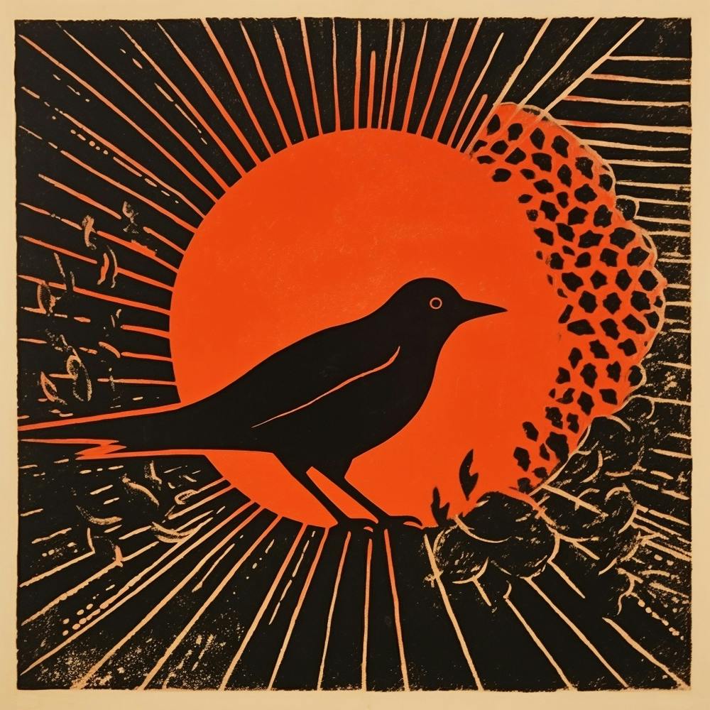 Retro Bird Lithograph Robin 3