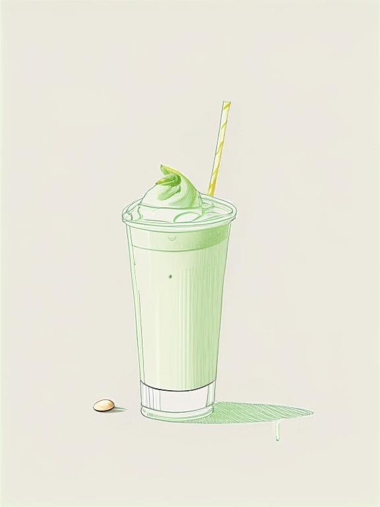Pistachio Milkshake Dairy Food Minimal Line Drawing 3
