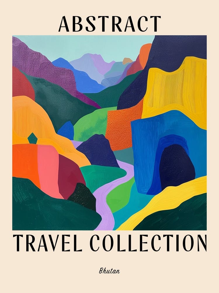 Abstract Travel Collection Poster Bhutan 1