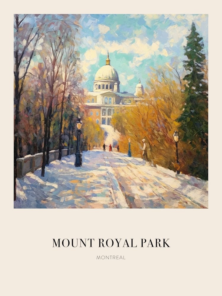 Mount Royal Park Montreal Canada Vintage Cezanne Inspired Poster