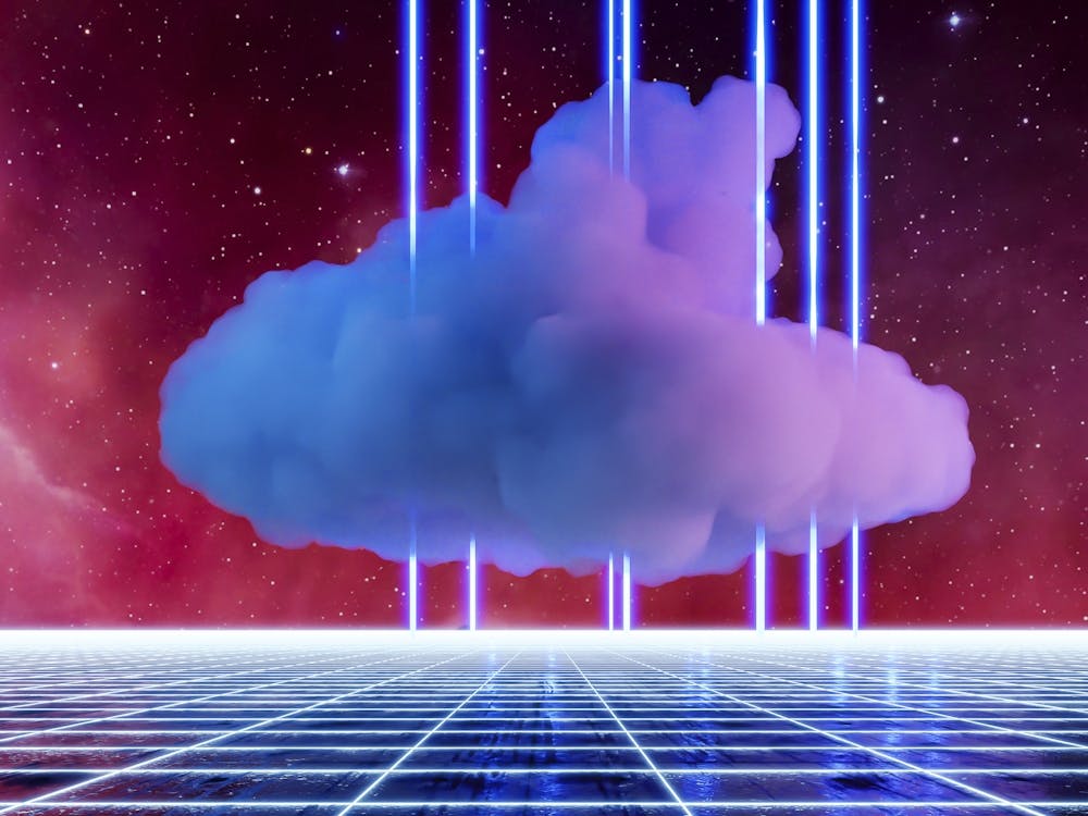 Neon landscape: Cloud [synthwave/vaporwave/cyberpunk] — aesthetic retrowave neon poster