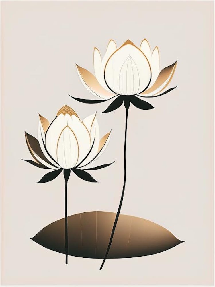 Lotusblumen im Park Retro Minimal 8