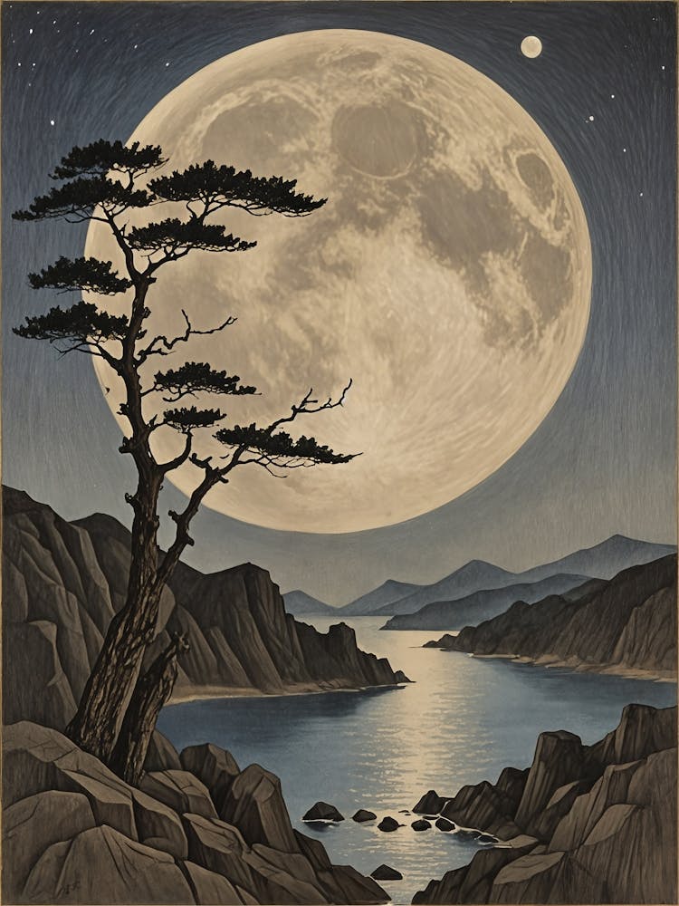 Full Moon Over Lake