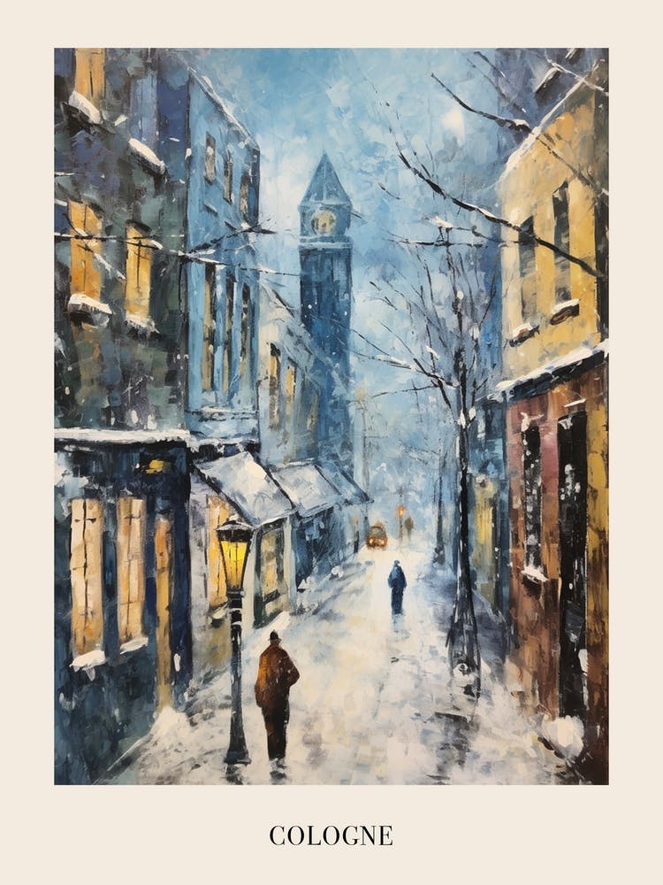 Vintage Wintergemälde Poster Köln Deutschland 2