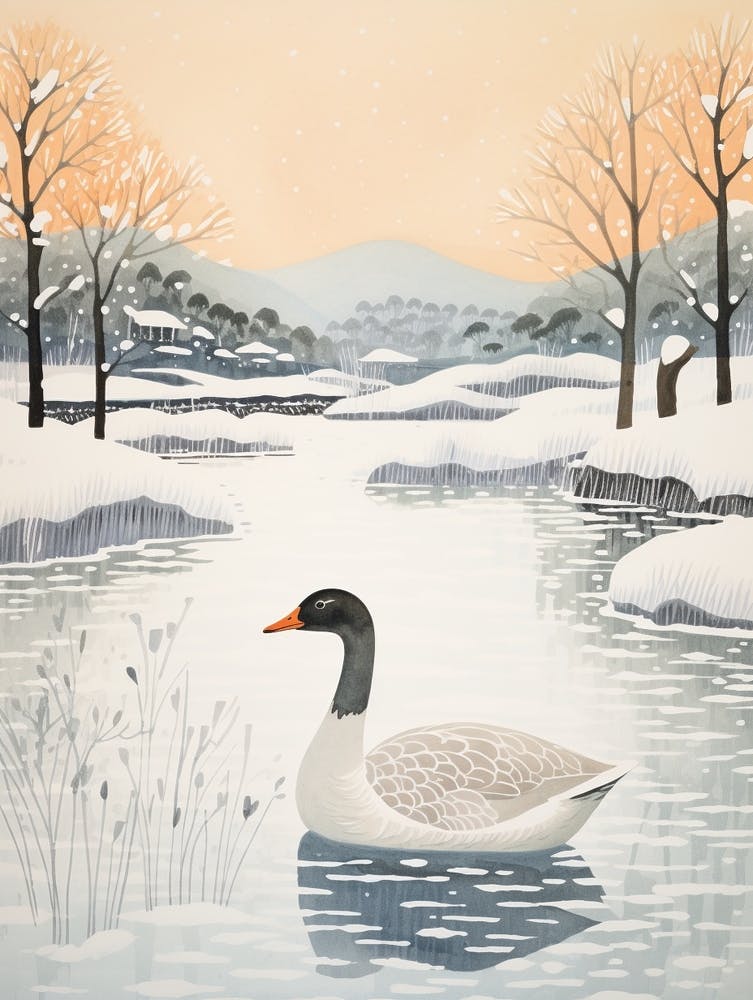 Winter-Vogelgemälde Gans 3
