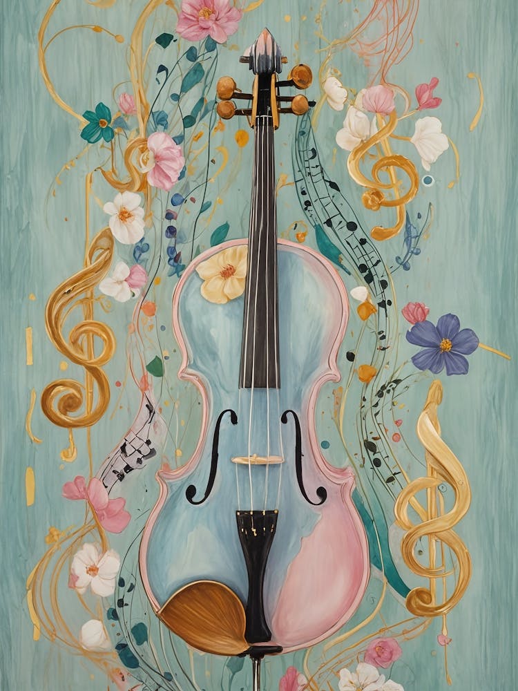 Violin With Flowers