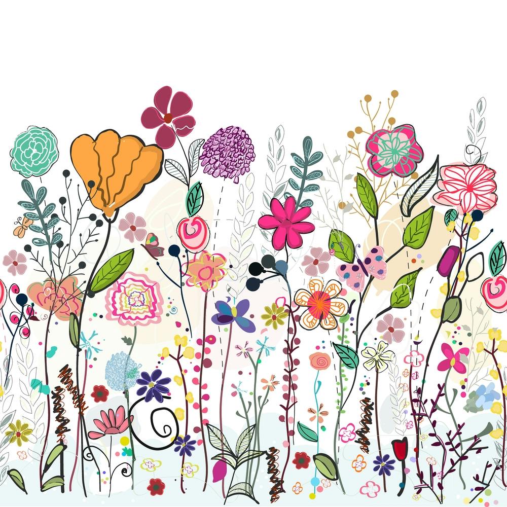 Colorful Wildflowers And Flower Field Square Living Room Art print