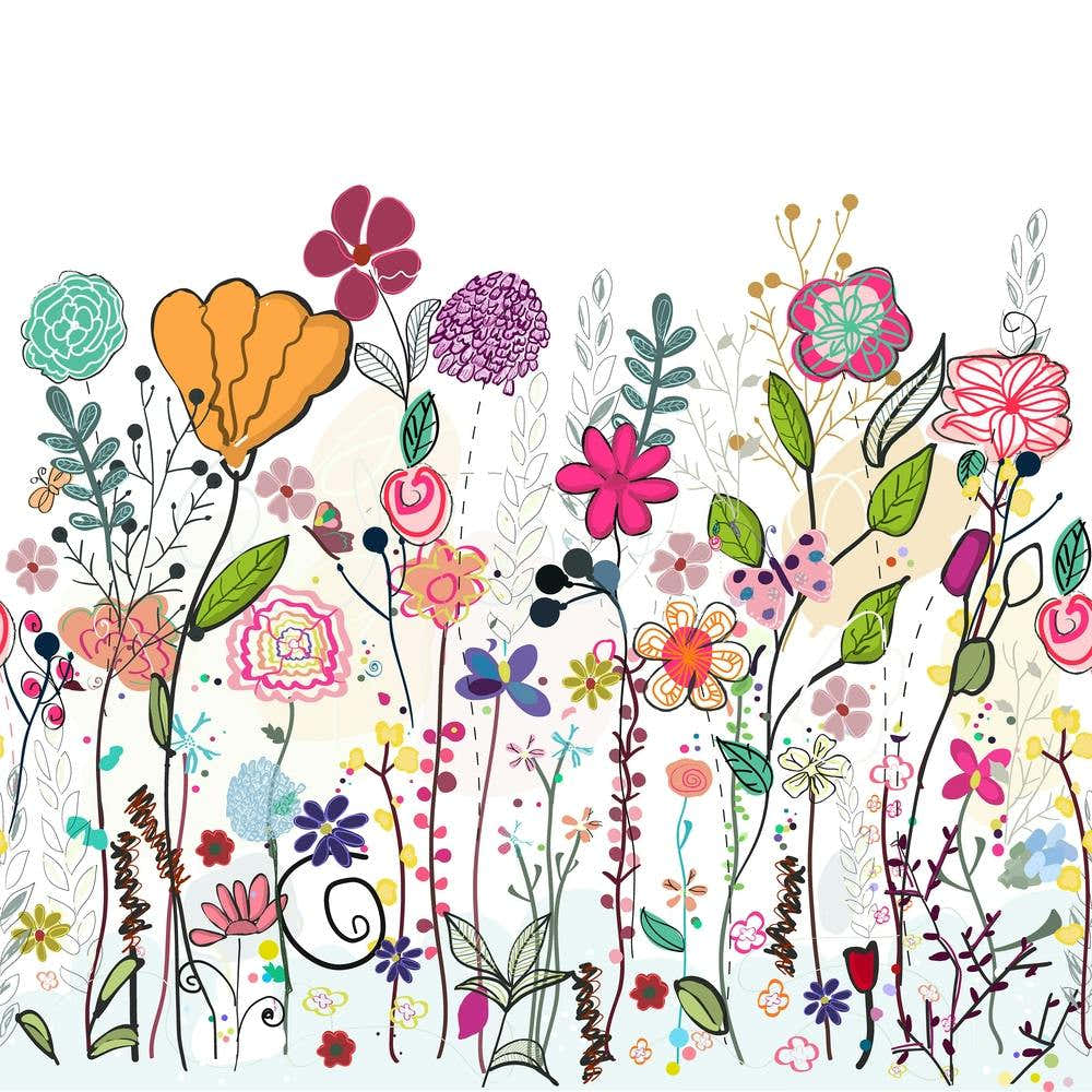 Colorful Wildflowers And Flower Field Square Living Room Art print