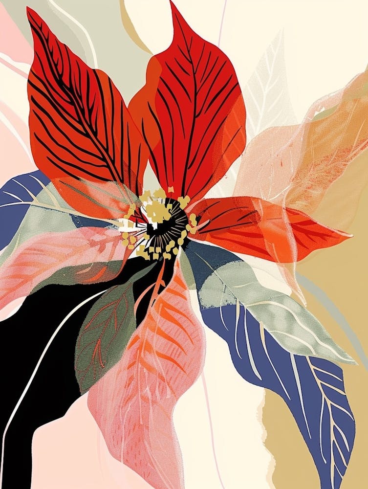 Colourful Flower Illustration Poinsettia 4