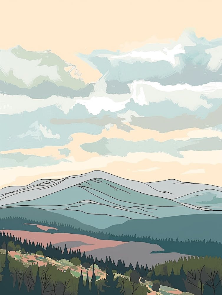 Mont Olympe Chypre Dessin Au Trait Couleur (4)