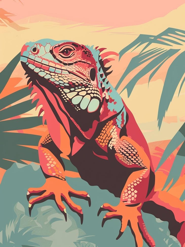 Rhinoceros Iguana Abstract Modern Illustration 1