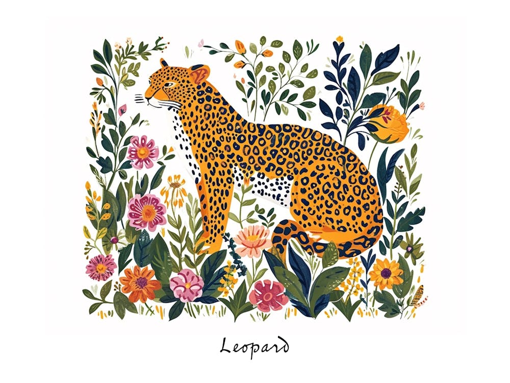 Little Floral Leopard 4 Poster