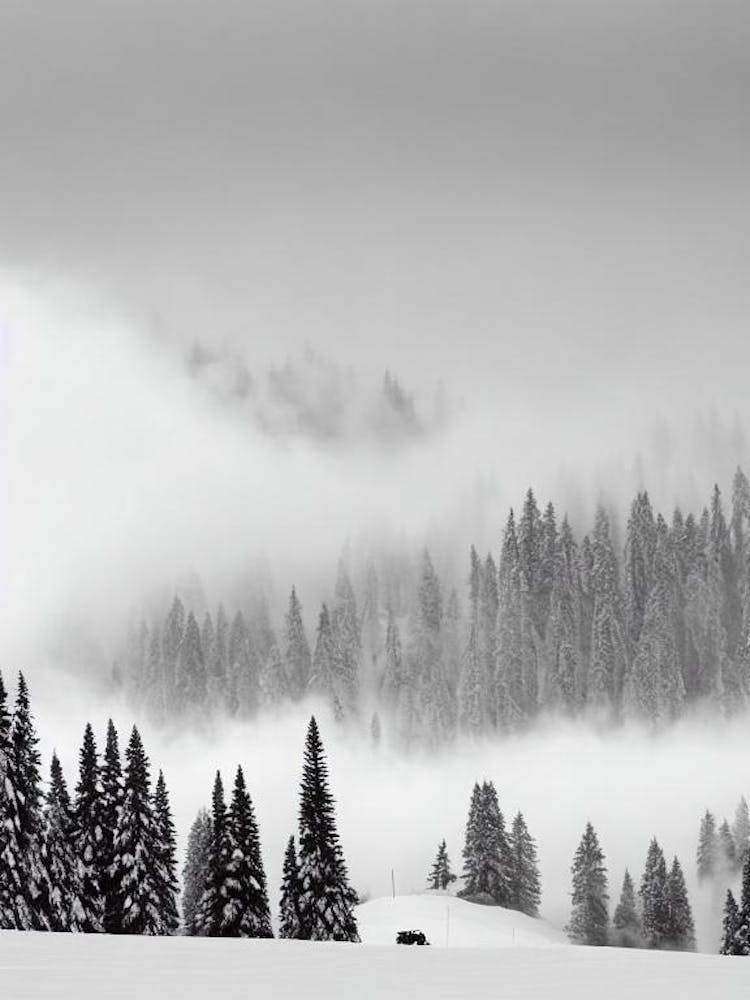 Turoa, New Zealand Black And White Skiing Poster