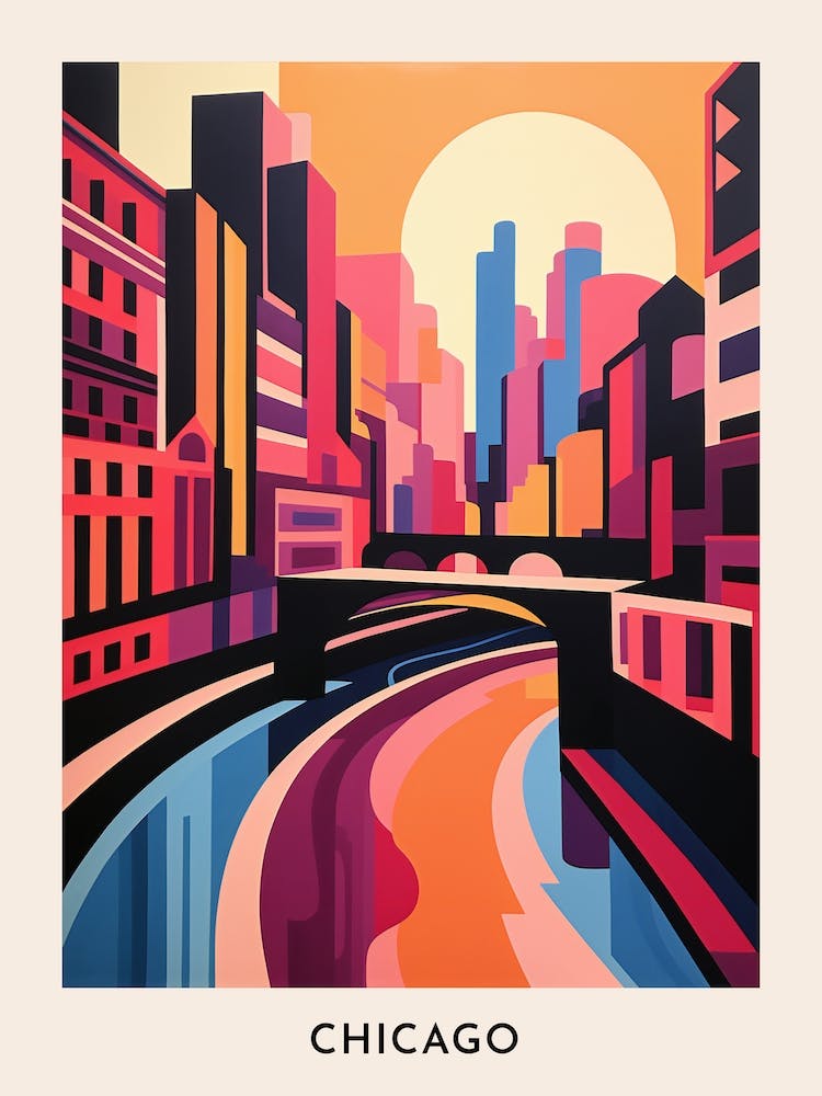 Chicago Colourful Travel Poster
