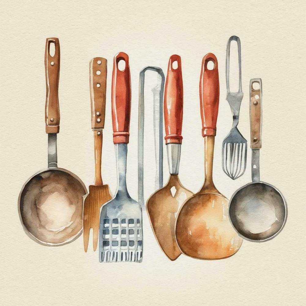 Watercolor Kitchen Utensils
