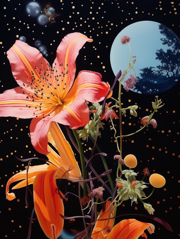 Surrealer Blumenkosmos 2 Blumenmalerei