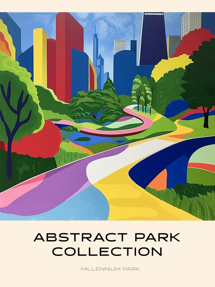 Abstract Park Collection Poster Millennium Park Chicago 3