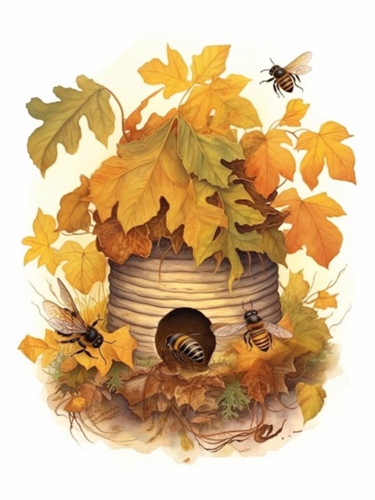 Ground Nesting Bee Beehive Watercolour Illustration 3