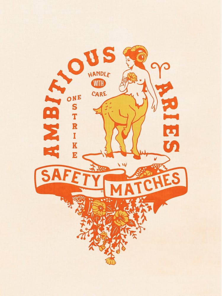 Aries Toile Zodiac Vintage Matches