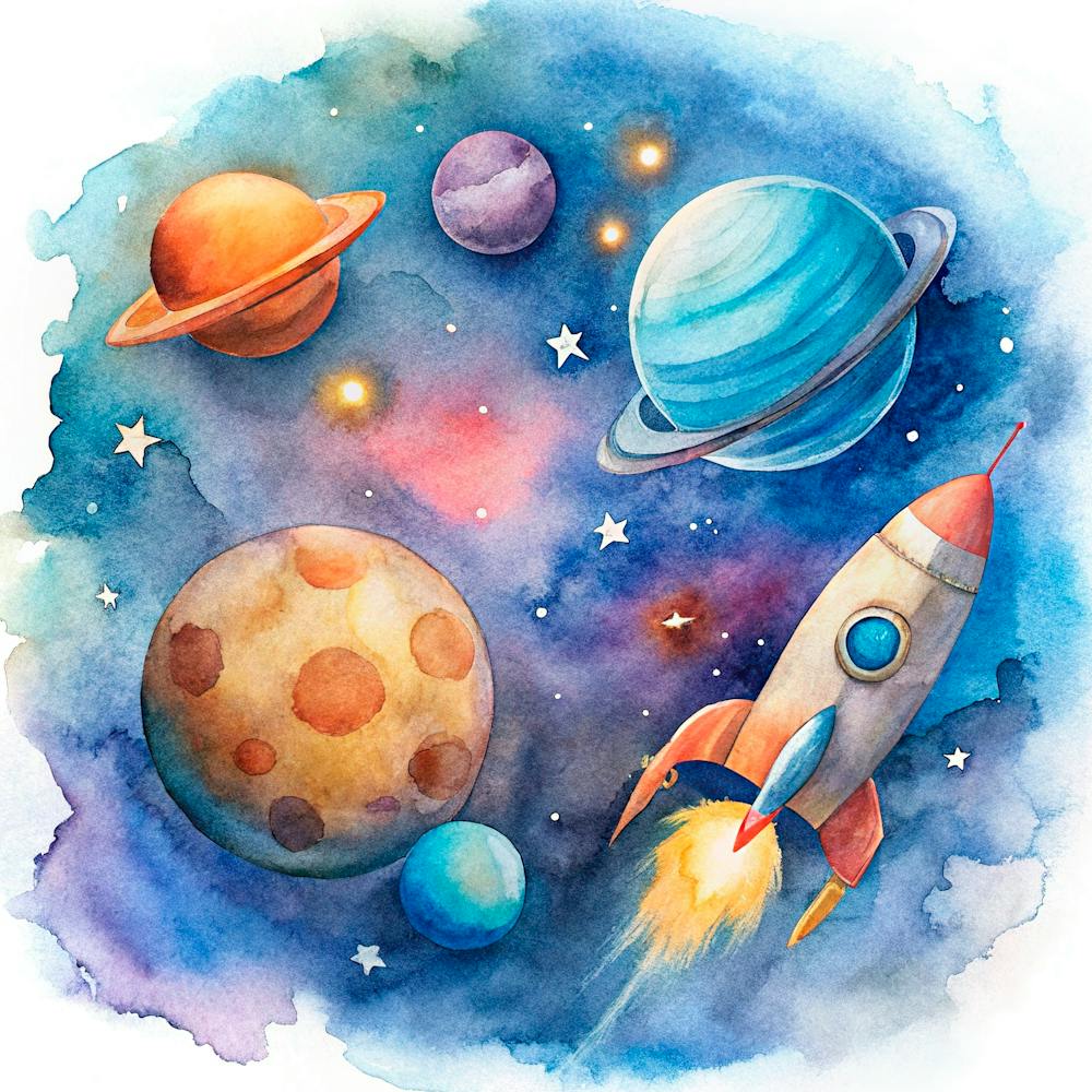 Watercolor Of Planets